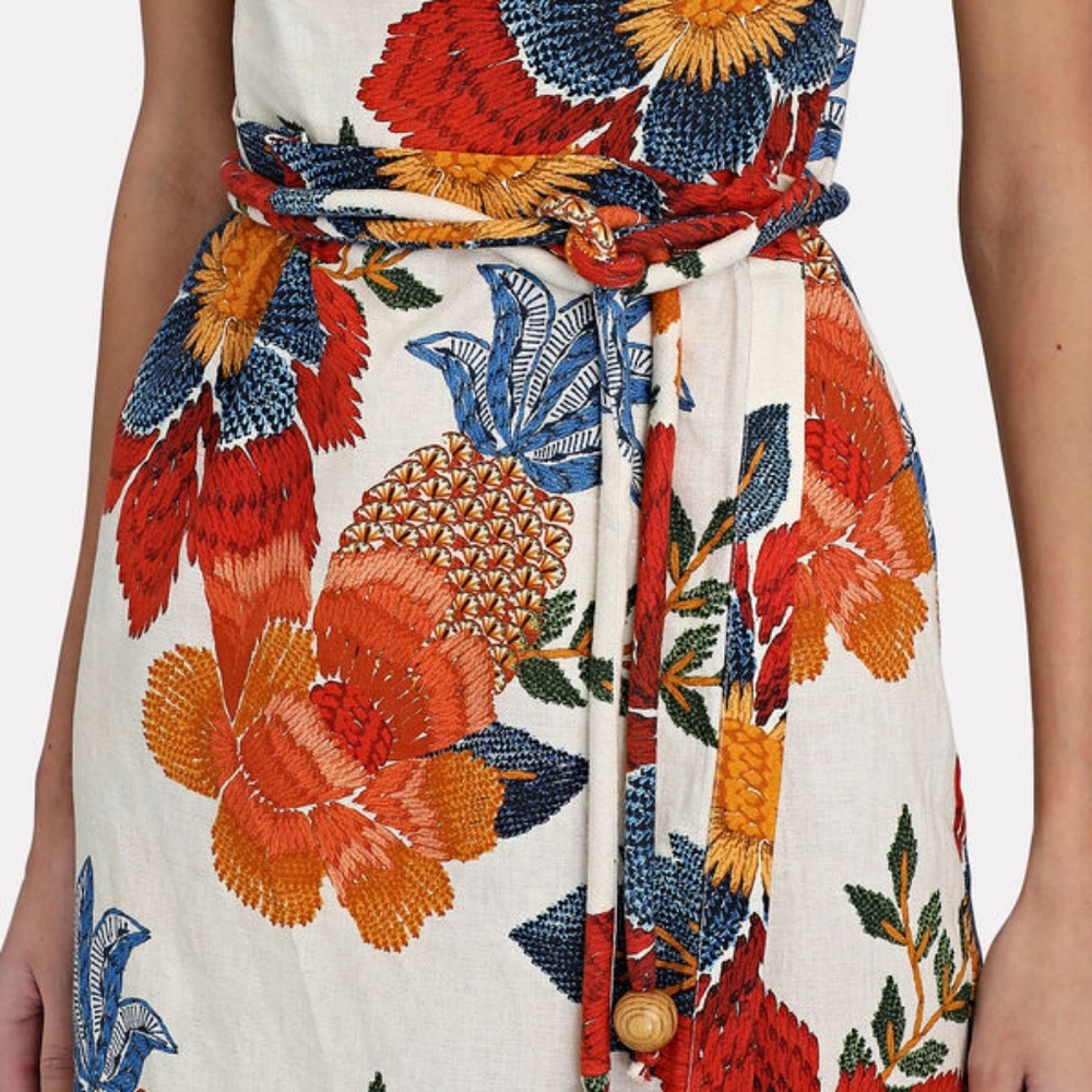 FARM Rio Floral Midi Dress - Red, Blue, Orange - Picture 5 of 10